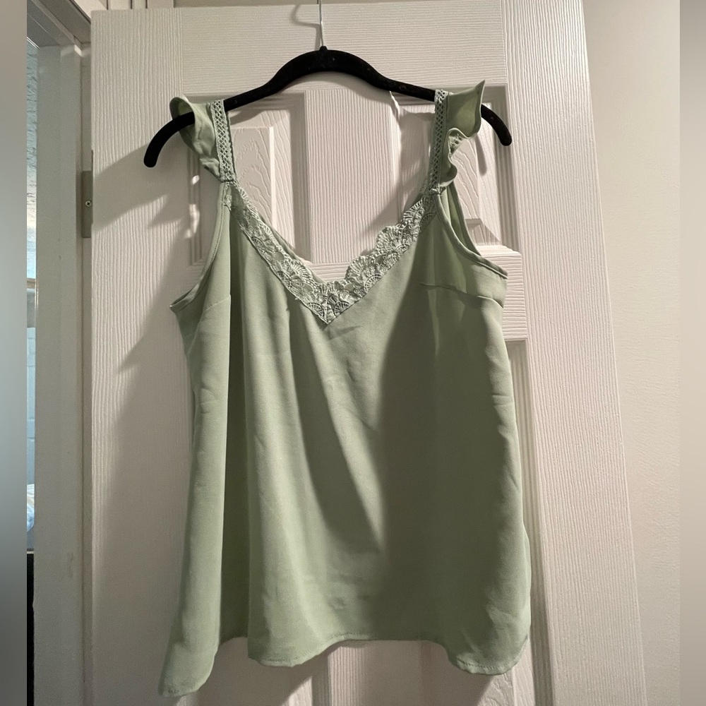 Light green silky tanktop blouse